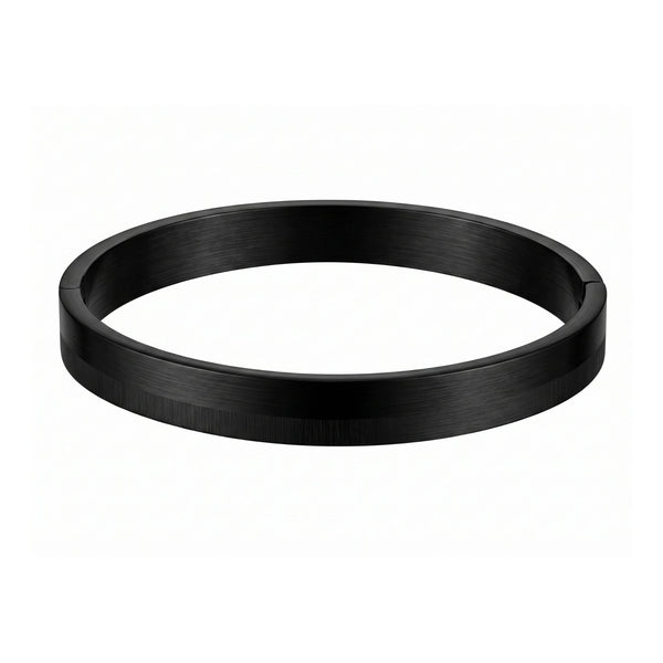 NIGHTLINE BLACK - Pure Stainless Steel Bangle Bracelet (Adjustable) for Men & Boys, Color: Black