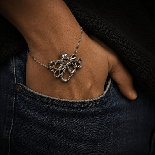 THE MEN THING Steel Bracelets OCTOBAND - Alloy link chain Bracelet 8inch for Men and Boys