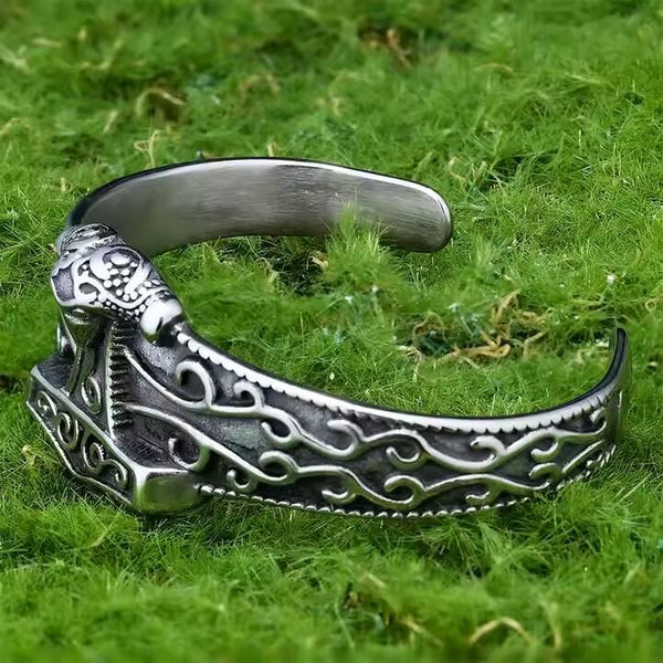 ODIN'S EMBRACE - Pure Stainless Steel Open Bangle Bracelet (Adjustable) for Men & Boys