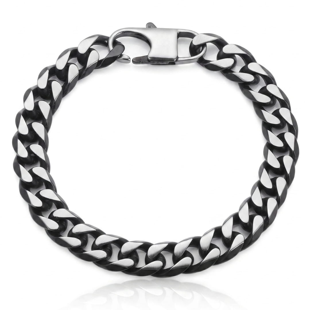 THE MEN THING Steel Bracelets ONYX FANG - 12mm Pure Titanium Steel Bracelet with Lobster Clasp for Men & Boy (8.5 inch)