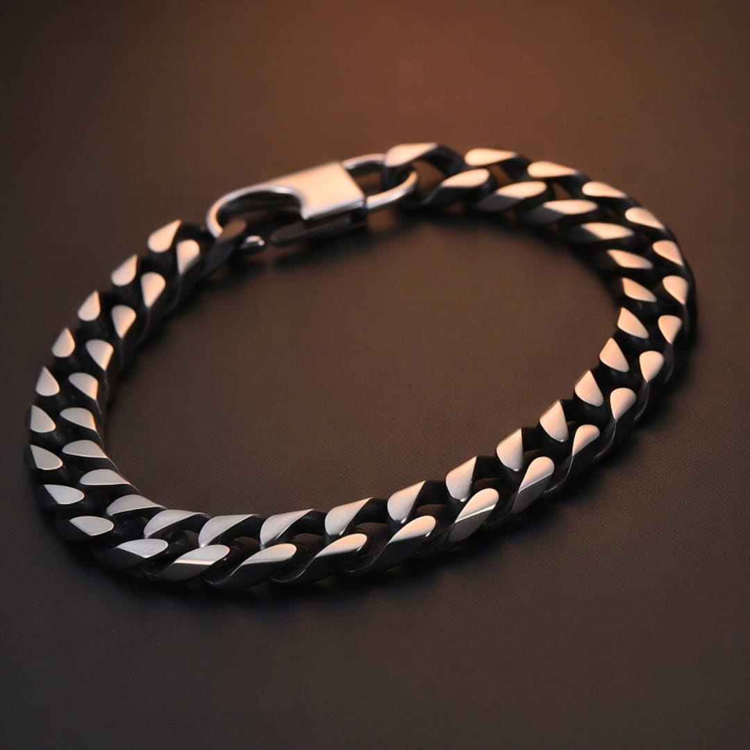 THE MEN THING Steel Bracelets ONYX FANG - 12mm Pure Titanium Steel Bracelet with Lobster Clasp for Men & Boy (8.5 inch)