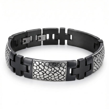 THE MEN THING Steel Bracelets ONYX MOSAIC - 16mm Pure Titanium Steel Bracelet with Snap-lock Clasp for Men & Boy (8.5 inch)