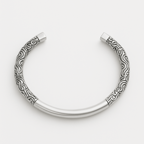 ORION CREST - Pure Stainless Steel Open Bangle Bracelet (Adjustable) for Men & Boys