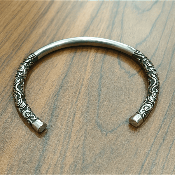 ORION CREST - Pure Stainless Steel Open Bangle Bracelet (Adjustable) for Men & Boys