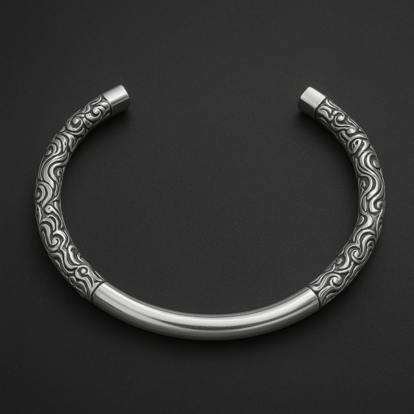 ORION CREST - Pure Stainless Steel Open Bangle Bracelet (Adjustable) for Men & Boys