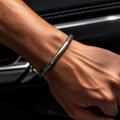 THE MEN THING Steel Bracelets ORION CREST - Pure Stainless Steel Open Bangle Bracelet (Adjustable) for Men & Boys