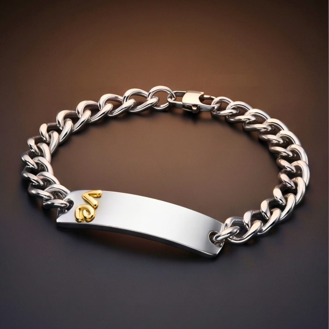 THE MEN THING Steel Bracelets PERSONA LINK - 11mm Pure Titanium Steel Bracelet with Lobster Clasp for Men & Boy (8.5 inch)