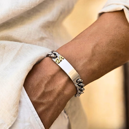 THE MEN THING Steel Bracelets PERSONA LINK - 11mm Pure Titanium Steel Bracelet with Lobster Clasp for Men & Boy (8.5 inch)
