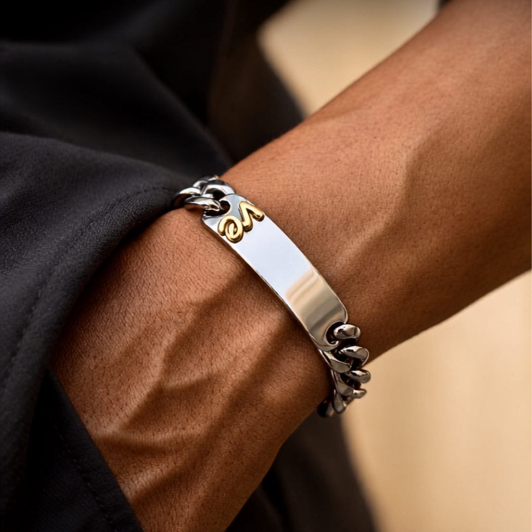 THE MEN THING Steel Bracelets PERSONA LINK - 11mm Pure Titanium Steel Bracelet with Lobster Clasp for Men & Boy (8.5 inch)