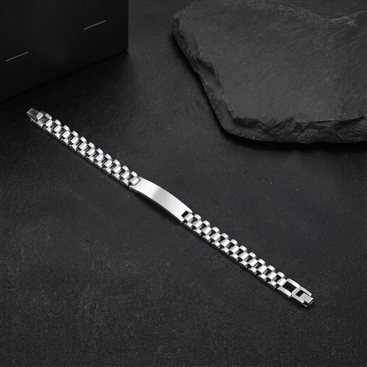 THE MEN THING Steel Bracelets PRIME AXIS - 10mm Pure Stainless Steel  Bracelet with Fold-Over Clasp for Men & Boys (9 inch )
