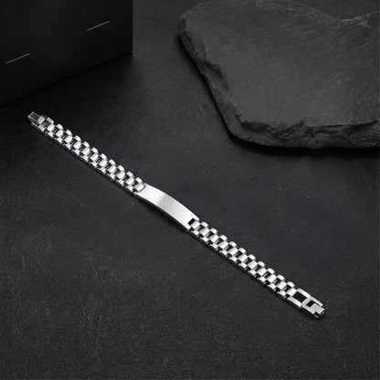 THE MEN THING Steel Bracelets PRIME AXIS - 10mm Pure Stainless Steel  Bracelet with Fold-Over Clasp for Men & Boys (9 inch )