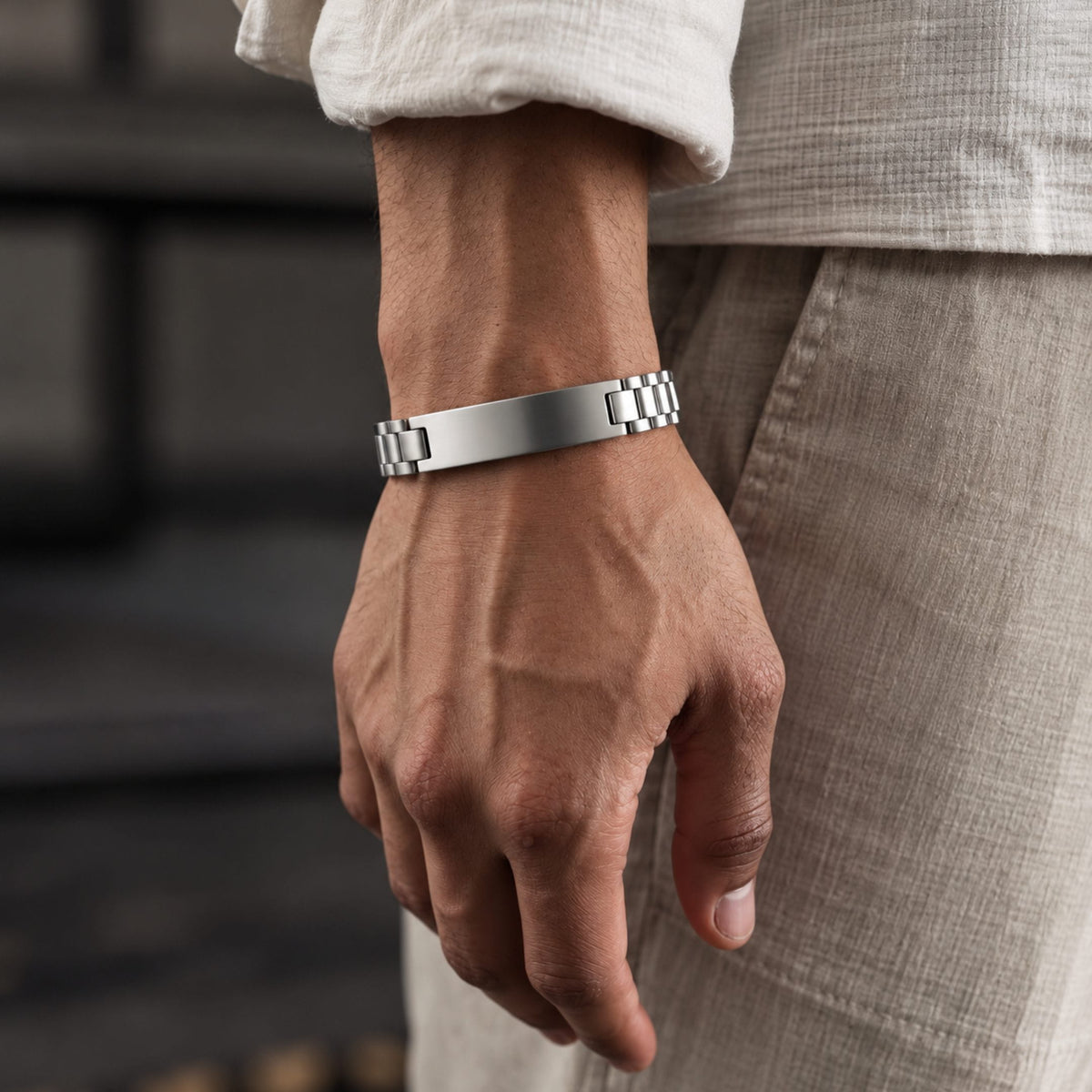 THE MEN THING Steel Bracelets PRIME AXIS - 10mm Pure Stainless Steel  Bracelet with Fold-Over Clasp for Men & Boys (9 inch )
