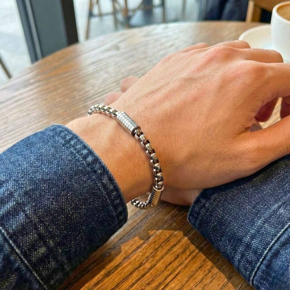 THE MEN THING Steel Bracelets PRIME ROLO - Pure Titanium Steel Bracelet for Men & Boys (8inch)