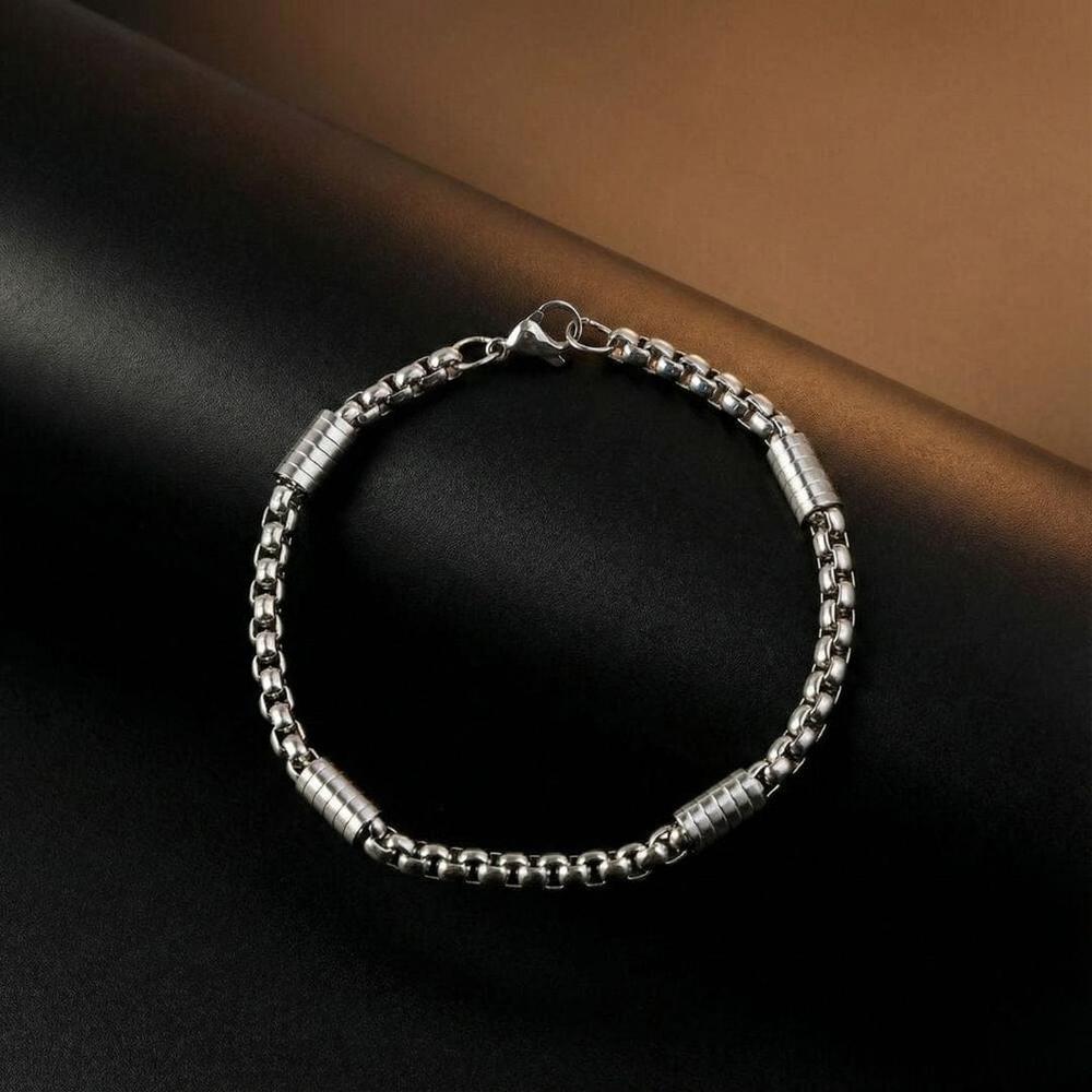 THE MEN THING Steel Bracelets PRIME ROLO - Pure Titanium Steel Bracelet for Men & Boys (8inch)