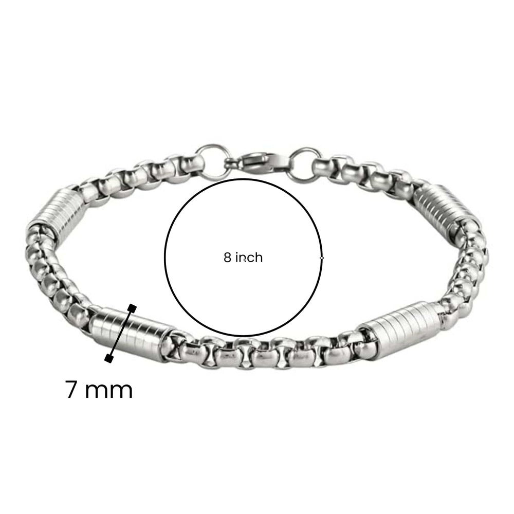 THE MEN THING Steel Bracelets PRIME ROLO - Pure Titanium Steel Bracelet for Men & Boys (8inch)