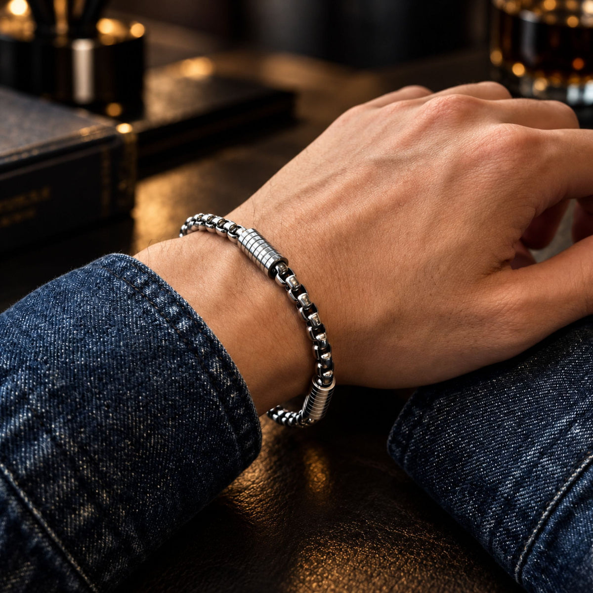 THE MEN THING Steel Bracelets PRIME ROLO - Pure Titanium Steel Bracelet for Men & Boys (8inch)