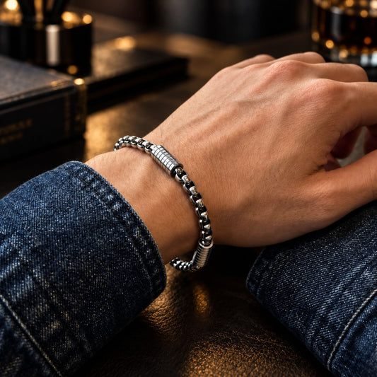 THE MEN THING Steel Bracelets PRIME ROLO - Pure Titanium Steel Bracelet for Men & Boys (8inch)