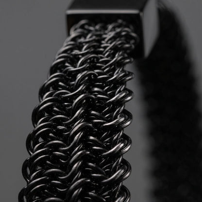THE MEN THING Steel Bracelets RAVEN WEAVE BLACK - Stainless Steel Kada, Adjustable Size, Matte Black, for Men & Boys