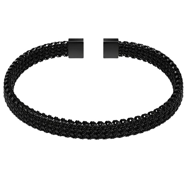 RAVEN WEAVE BLACK - Stainless Steel Kada, Adjustable Size, Matte Black, for Men & Boys