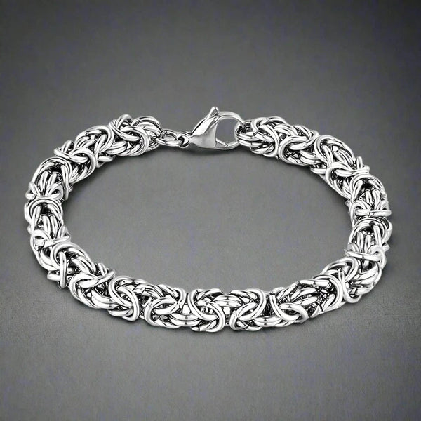 REINFORCED -  7mm Stainless Steel Bracelet, American Style - Hip Hop Biker Bracelet 8 inch with Lobster Claw Buckle for Men & Boys