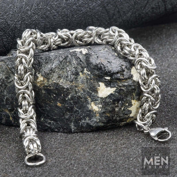 REINFORCED -  7mm Stainless Steel Bracelet, American Style - Hip Hop Biker Bracelet 8 inch with Lobster Claw Buckle for Men & Boys