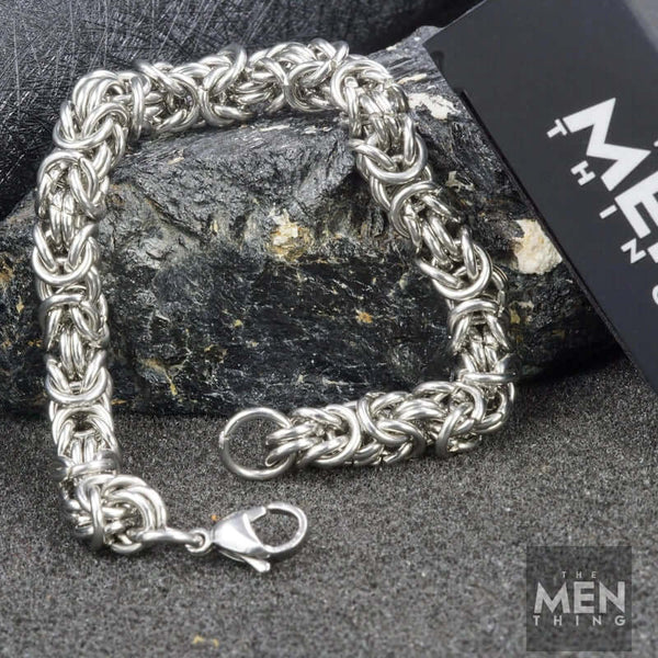 REINFORCED -  7mm Stainless Steel Bracelet, American Style - Hip Hop Biker Bracelet 8 inch with Lobster Claw Buckle for Men & Boys