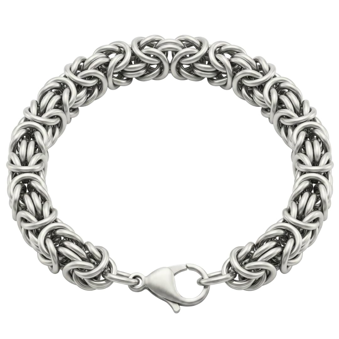 THE MEN THING Steel Bracelets REINFORCED -  7mm Stainless Steel Bracelet, American Style - Hip Hop Biker Bracelet 8 inch with Lobster Claw Buckle for Men & Boys
