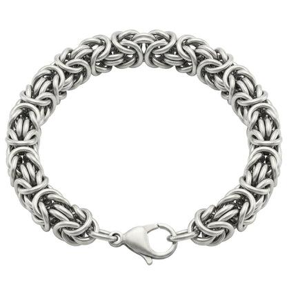THE MEN THING Steel Bracelets REINFORCED -  7mm Stainless Steel Bracelet, American Style - Hip Hop Biker Bracelet 8 inch with Lobster Claw Buckle for Men & Boys