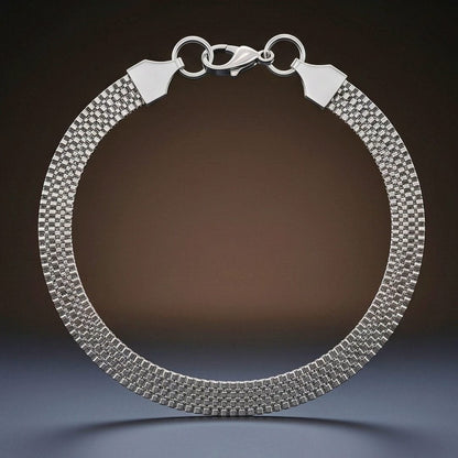 THE MEN THING Steel Bracelets ROAD TREAD - 7mm Stainless Steel Bracelet, Silver, 8 inch with Lobster Claw for Men & Boys