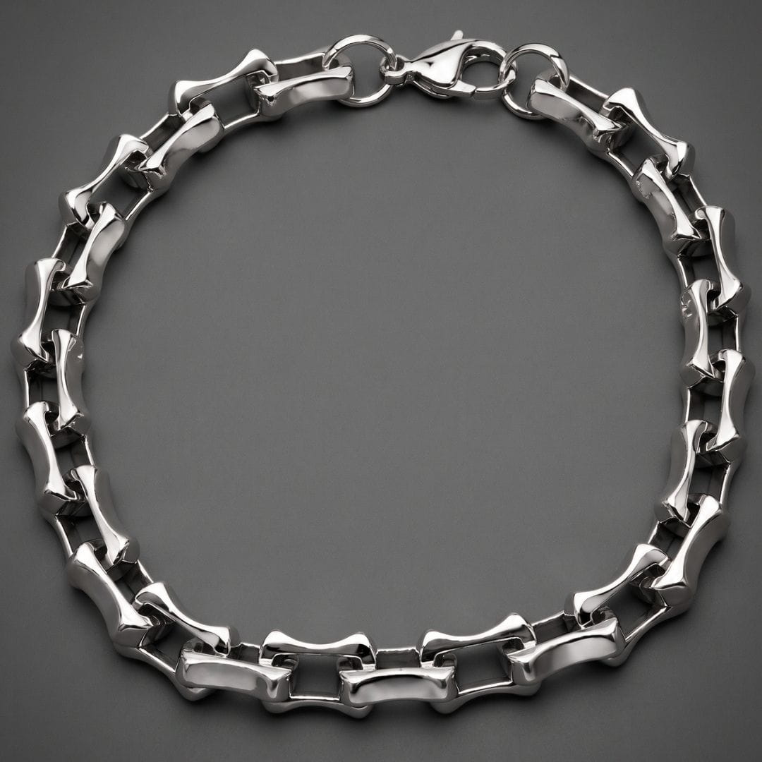 THE MEN THING Steel Bracelets ROADLINK SILVER - Stainless Steel Bracelet, Silver Color - 8 inch for Men & Boys