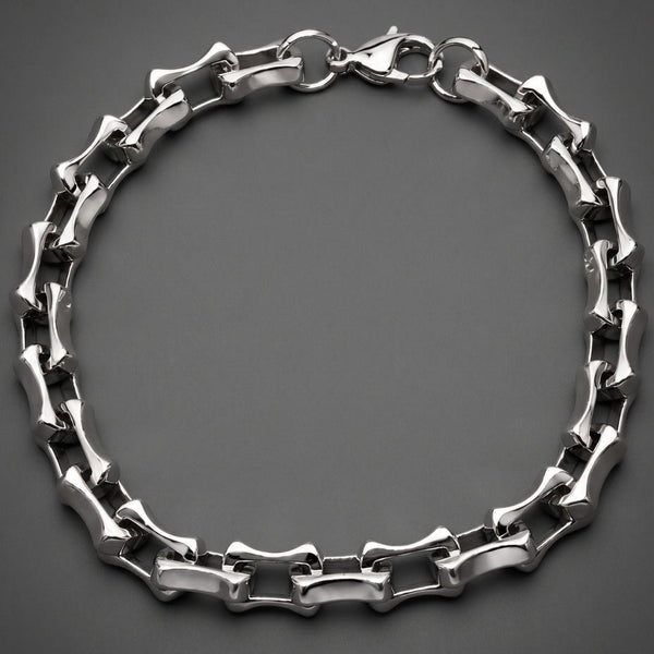ROADLINK SILVER - Stainless Steel Bracelet, Silver Color - 8 inch for Men & Boys