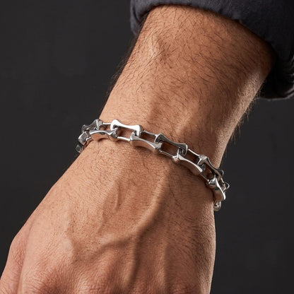 THE MEN THING Steel Bracelets ROADLINK SILVER - Stainless Steel Bracelet, Silver Color - 8 inch for Men & Boys