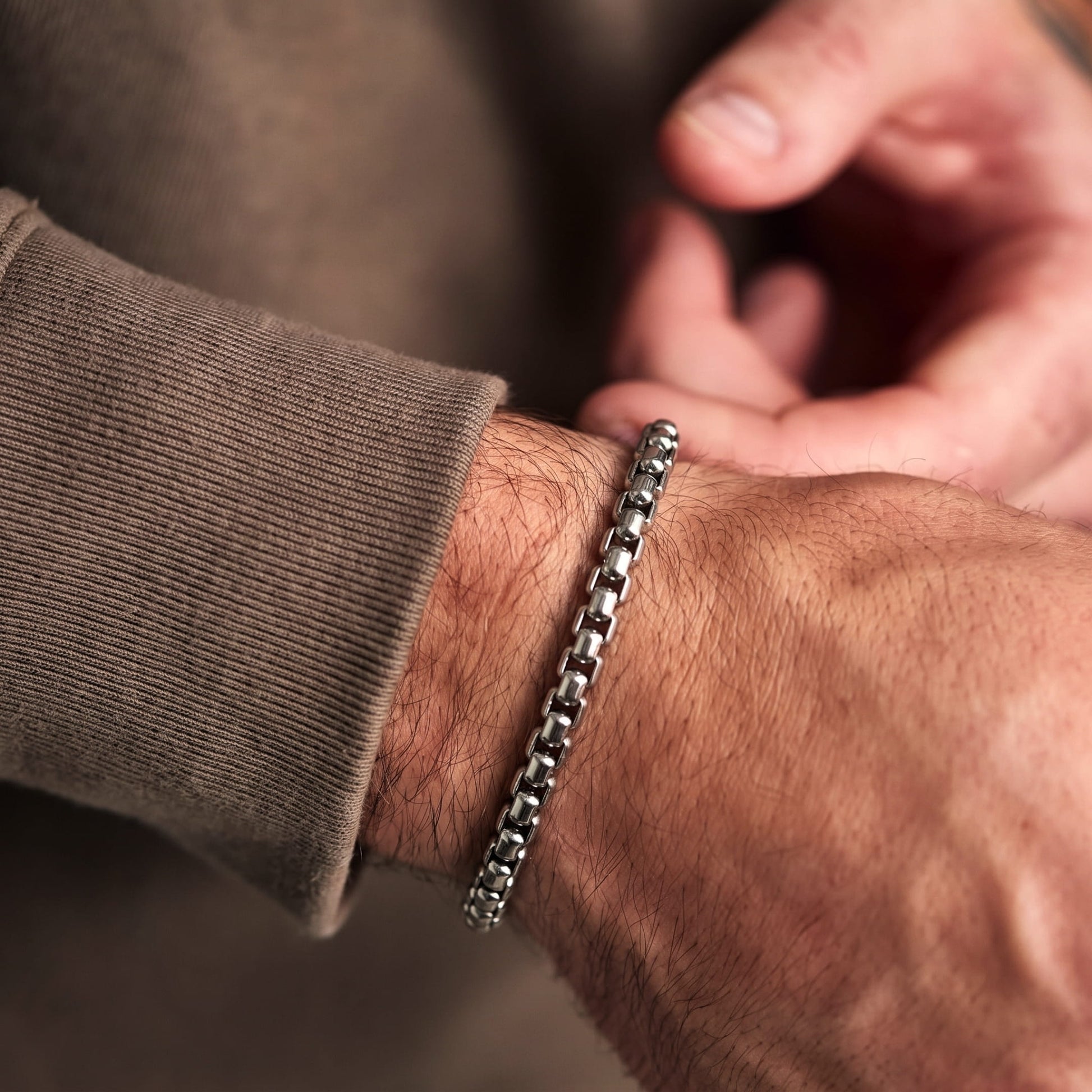 THE MEN THING Steel Bracelets ROLO SQUARE - 5mm Titanium Steel Silver Bracelet for Men & Boys (8 inch)