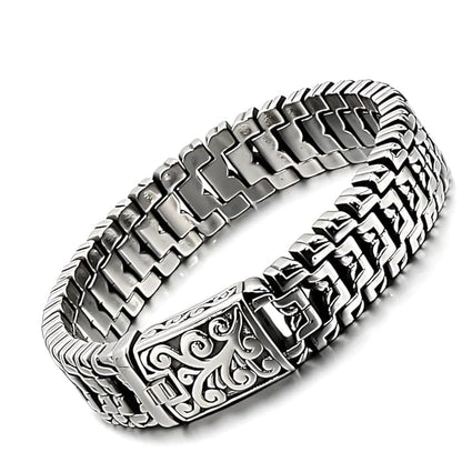 THE MEN THING Steel Bracelets ROYAL FEEL - 14mm Pure Titanium Stainless Steel Bracelet, Silver Chain Bracelet for Men & Boy (8inch)