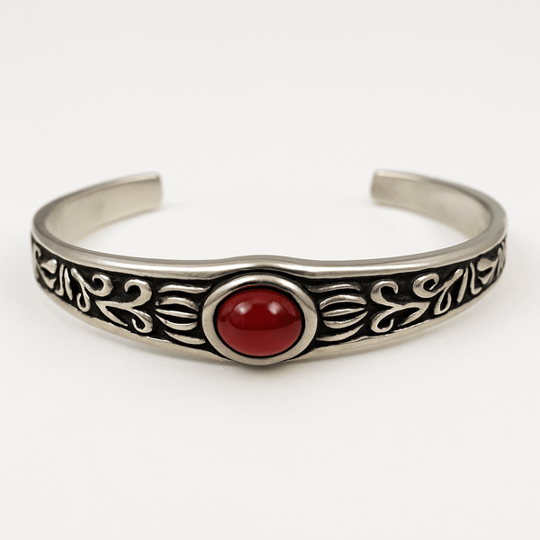 ROZAEL CREST - Pure Stainless Steel Open Bangle Bracelet (Adjustable) for Men & Boys