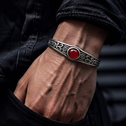 THE MEN THING Steel Bracelets ROZAEL CREST - Pure Stainless Steel Open Bangle Bracelet (Adjustable) for Men & Boys