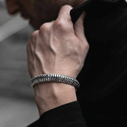 THE MEN THING Steel Bracelets SCALE CUFF - 15mm Pure Stainless Steel Open Bangle Bracelet for Men & Boys