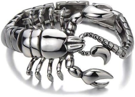 SCORPINOX SILVER - 12 mm Pure Titanium Steel Bracelet, Bracelet with hook buckle for Men & Boy (8inch)