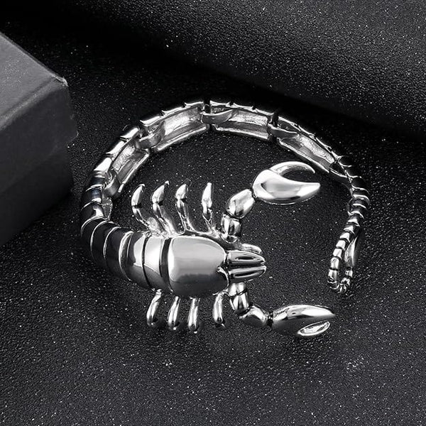 SCORPINOX SILVER - 12 mm Pure Titanium Steel Bracelet, Bracelet with hook buckle for Men & Boy (8inch)