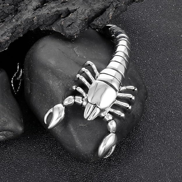 SCORPINOX SILVER - 12 mm Pure Titanium Steel Bracelet, Bracelet with hook buckle for Men & Boy (8inch)