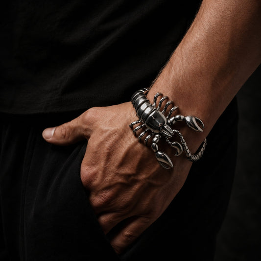 THE MEN THING Steel Bracelets SCORPINOX SILVER - 12 mm Pure Titanium Steel Bracelet, Bracelet with hook buckle for Men & Boy (8inch)