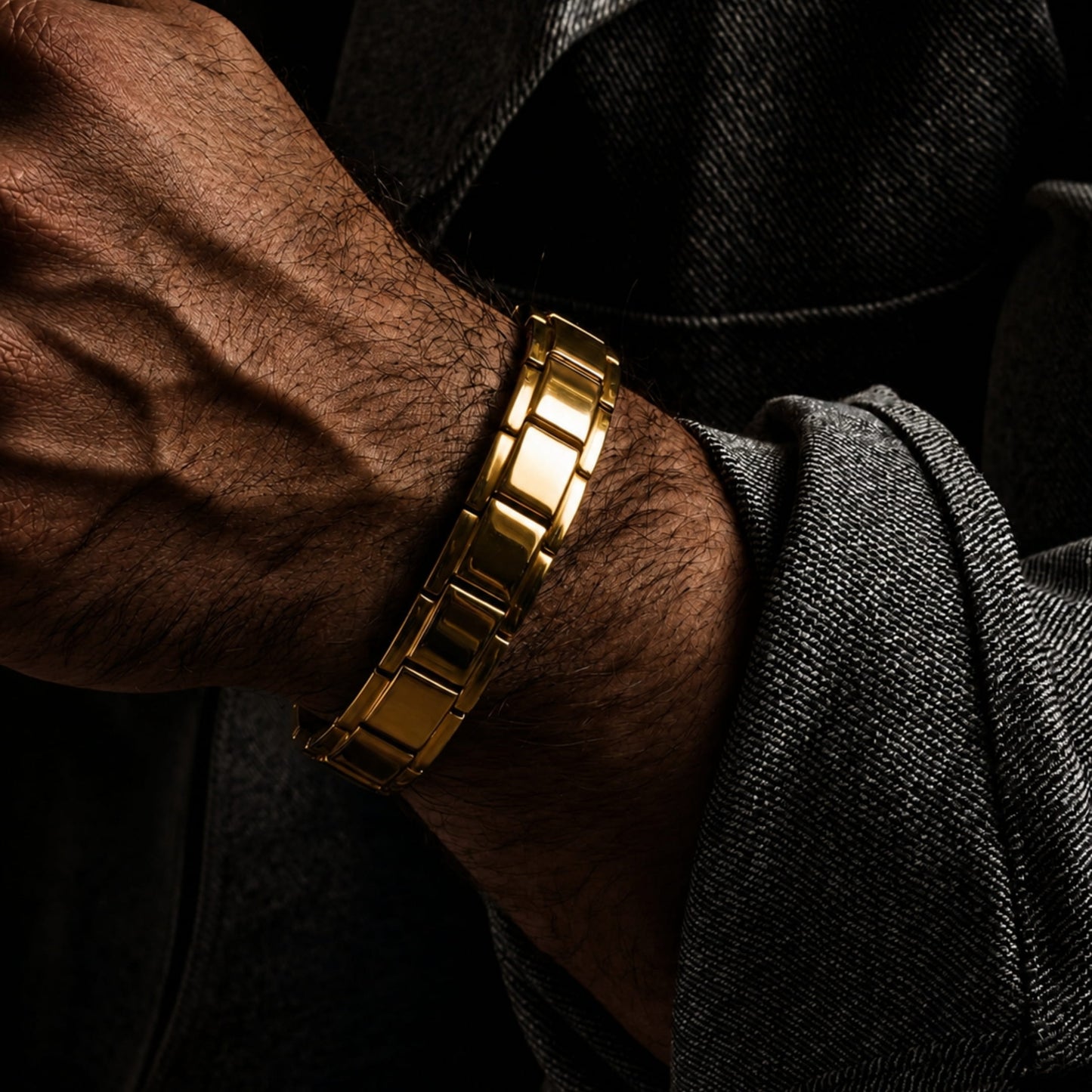 THE MEN THING Steel Bracelets SHARP ITALIAN ELE STYLE - Gold Tone - Pure Titanium Steel Bracelet for Men & Boys
