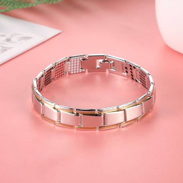 SHARP ITALIAN ELE STYLE - Silver Tone - Pure Titanium Steel Bracelet for Men & Boys