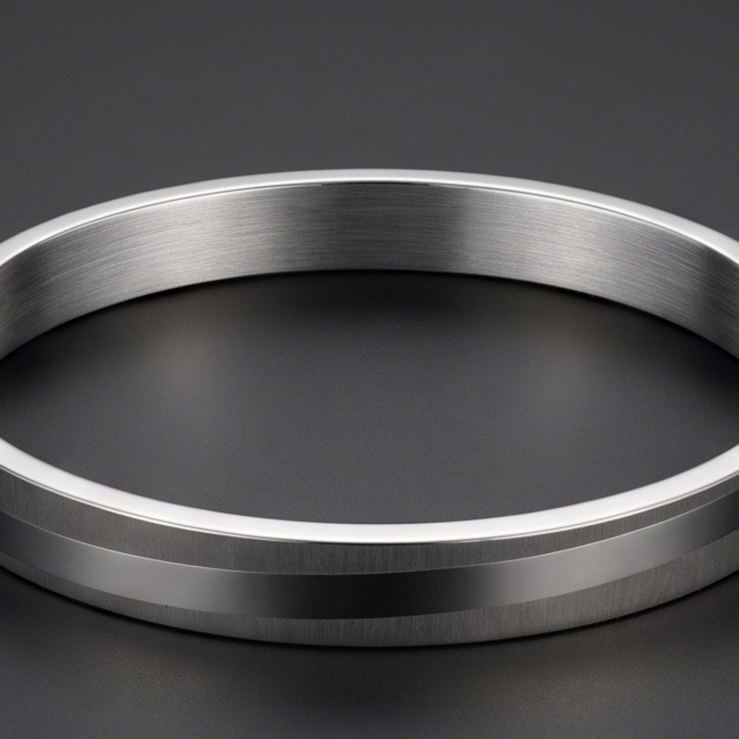 THE MEN THING Steel Bracelets SILVER TRACK - Pure Stainless Steel Bangle, Silver Color (8 inch) for Men & Boys