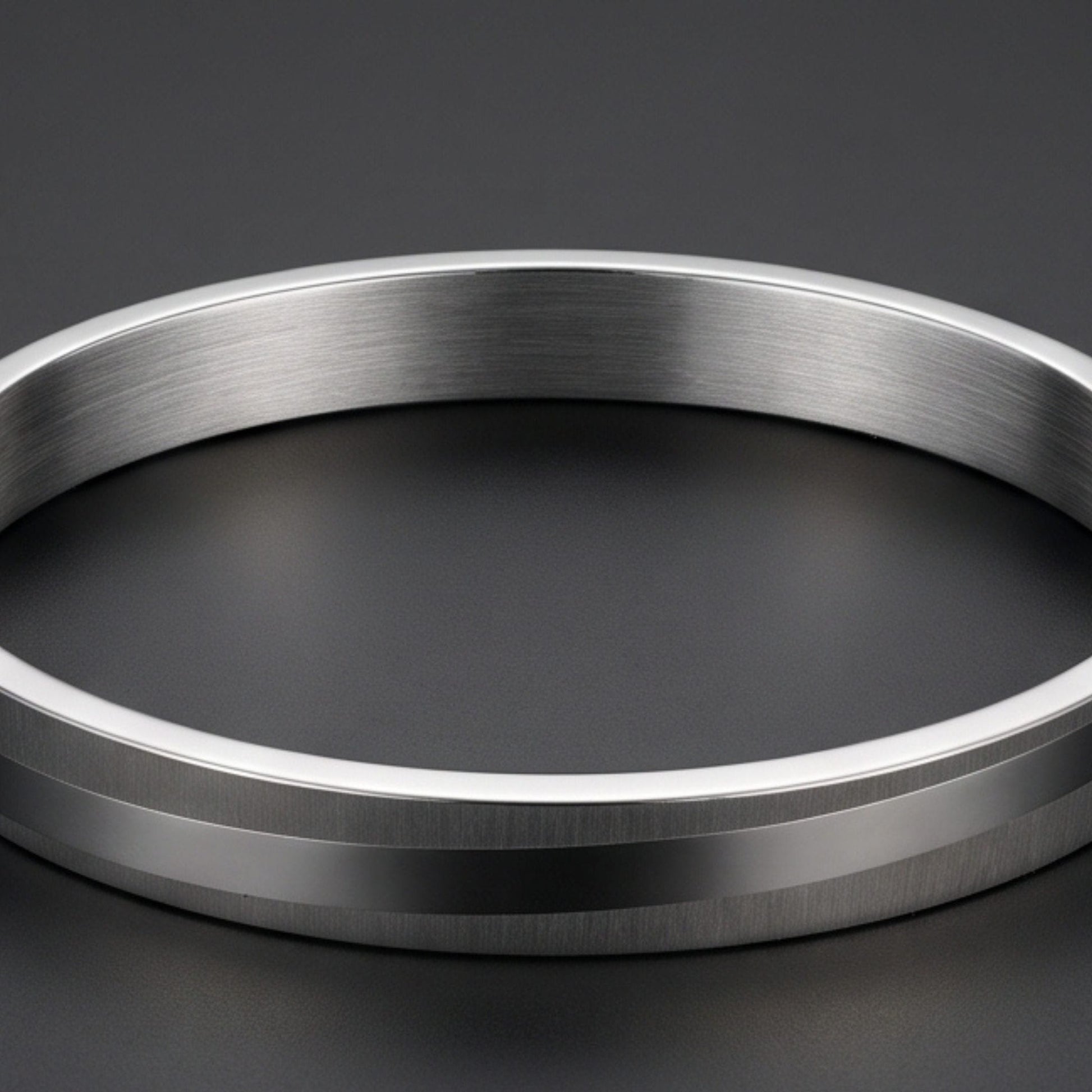 THE MEN THING Steel Bracelets SILVER TRACK - Pure Stainless Steel Bangle, Silver Color (8 inch) for Men & Boys