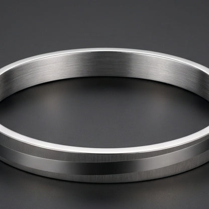 THE MEN THING Steel Bracelets SILVER TRACK - Pure Stainless Steel Bangle, Silver Color (8 inch) for Men & Boys