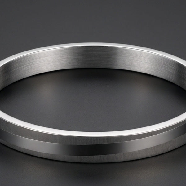 SILVER TRACK - Pure Stainless Steel Bangle, Silver Color (8 inch) for Men & Boys