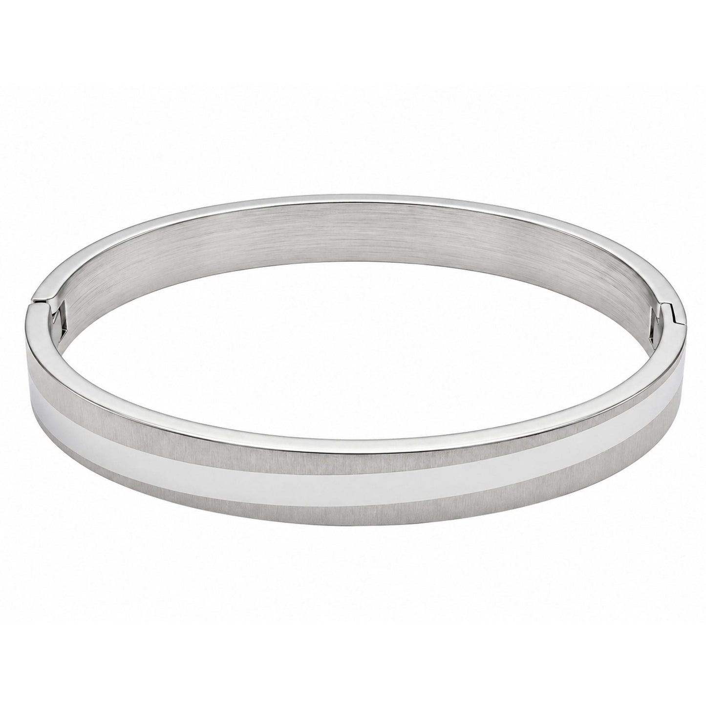 THE MEN THING Steel Bracelets SILVER TRACK - Pure Stainless Steel Bangle, Silver Color (8 inch) for Men & Boys