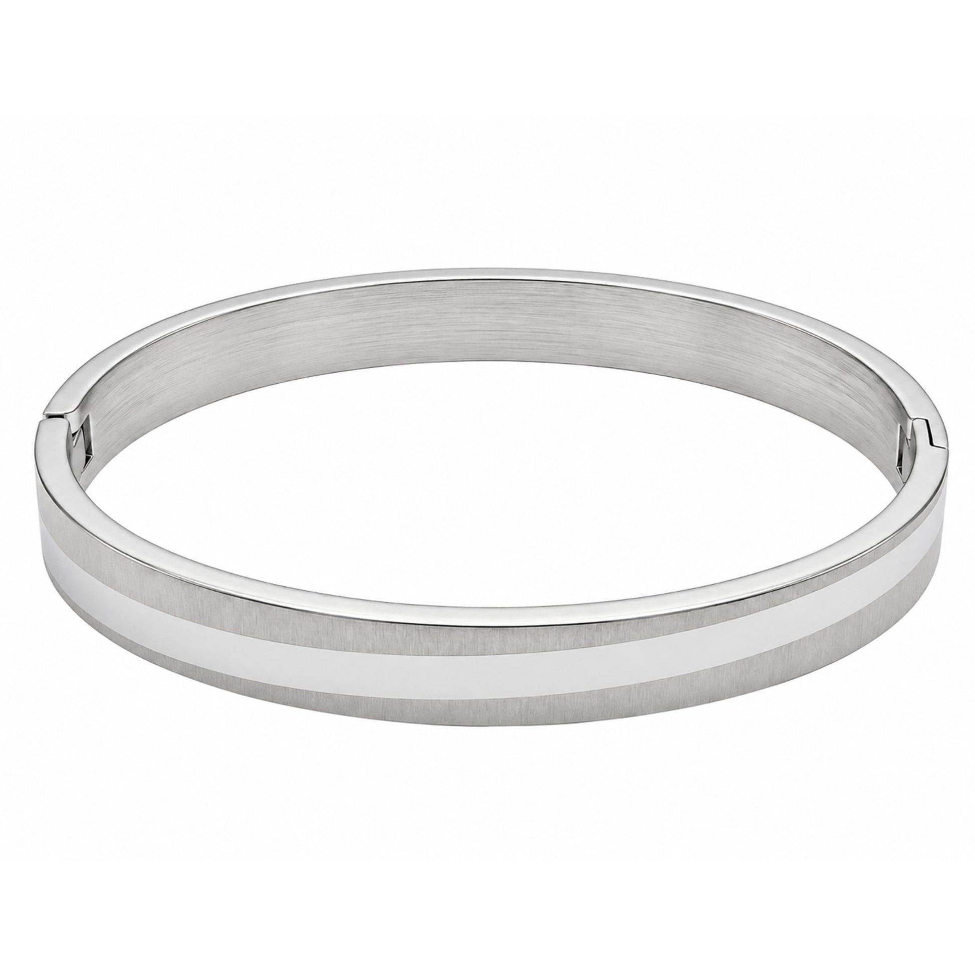THE MEN THING Steel Bracelets SILVER TRACK - Pure Stainless Steel Bangle, Silver Color (8 inch) for Men & Boys