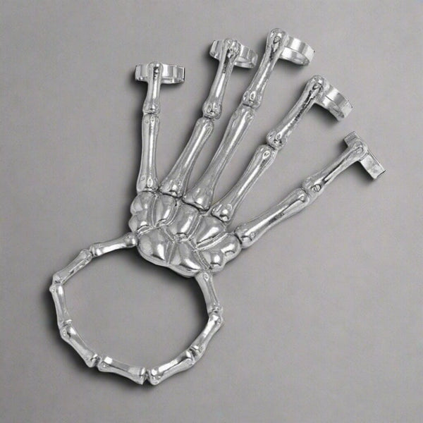 SKELETON HAND - Full Hand Skeleton Bracelet with Ring Metal Elasticity Adjustable for Men & Boys